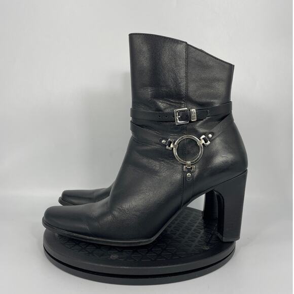***SOLD*** Harley Davidson Harness Stilletto Heeled Leather Boots Size 8 Black - Picture 8 of 8
